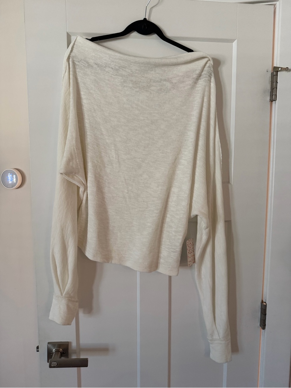 Free People Off-the-Shoulder Cream Lightweight Sweater - Picture 3 of 4